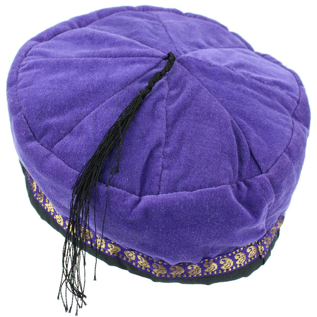 Nepalese Velvet Smoking Hat - Plain Purple