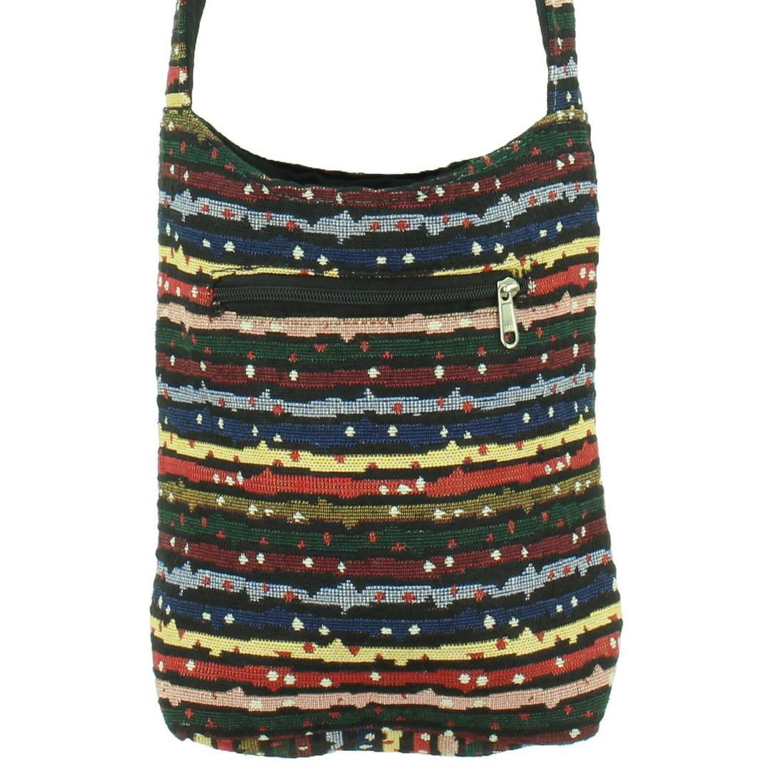 Cotton Canvas Sling Shoulder Bag - Stripes Spots