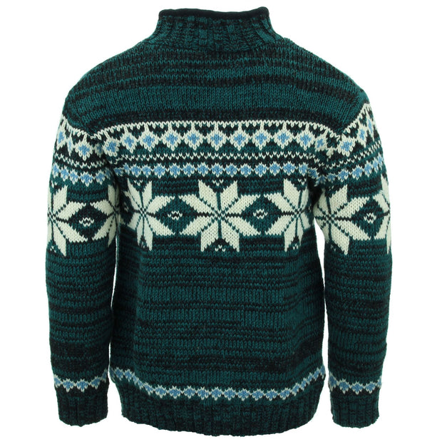 Hand Knitted Wool Jacket Cardigan - Fairisle Teal