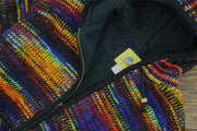 Hand Knitted Wool Hooded Jacket Cardigan - SD Black Rainbow