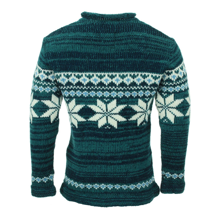 Hand Knitted Wool Jumper - Fairisle Teal