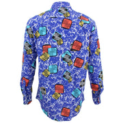 Regular Fit Long Sleeve Shirt - Oily Blue Squares