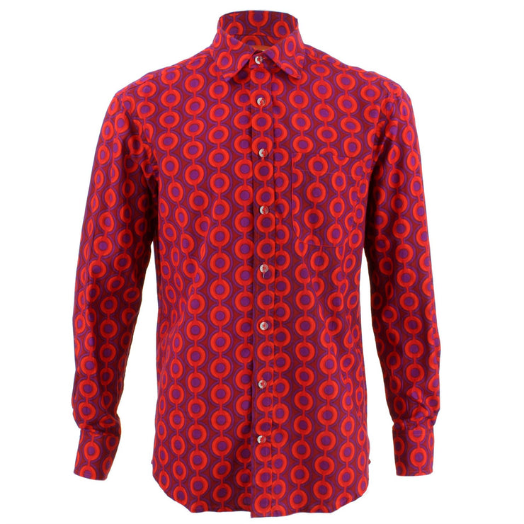 Regular Fit Long Sleeve Shirt - Red & Purple Circles