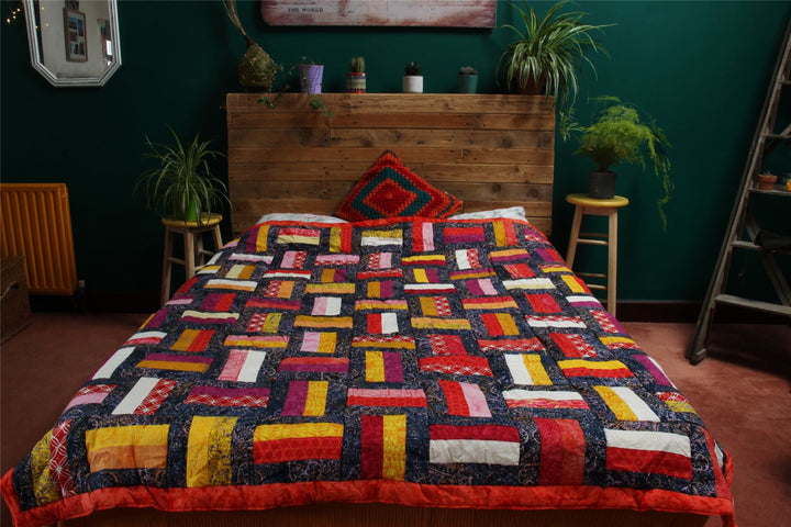 Handmade Quilted Patchwork Batik Printed Bedspread