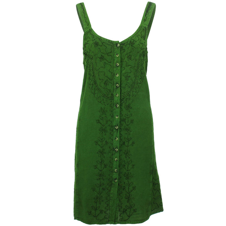 Strappy Mid Button Dress - Green