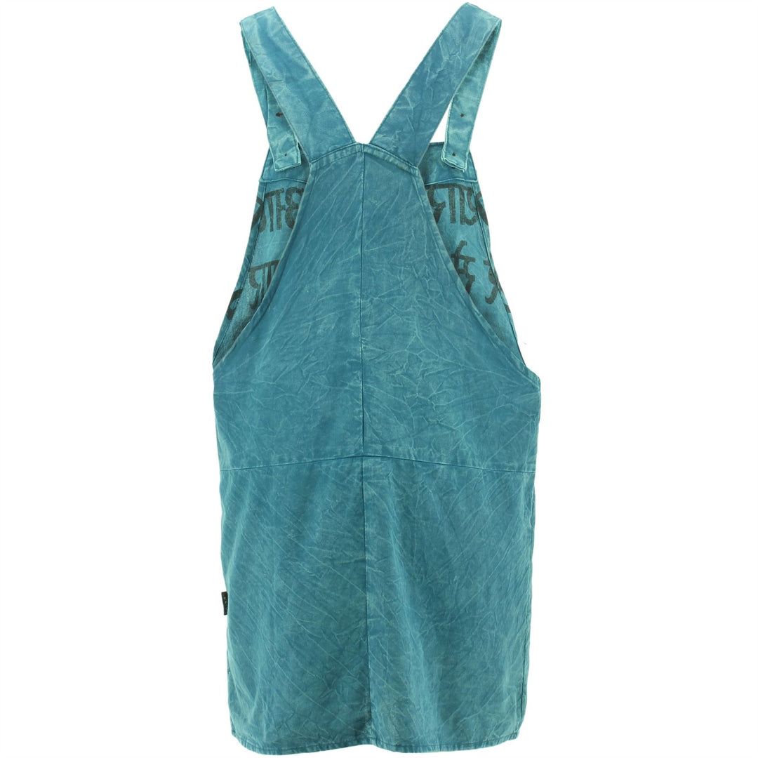 Screen Print Dungaree Dress - Teal