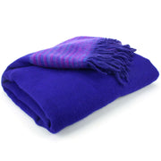 Tibetan Wool Blend Shawl Blanket - Deep Purple with Purple Reverse