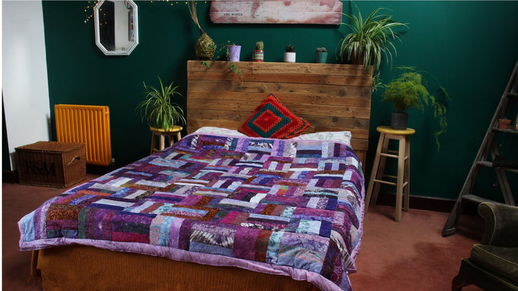 Handmade Quilted Patchwork Batik Printed Bedspread