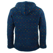 Hand Knitted Wool Hooded Jacket Cardigan - Fleck Navy Rainbow