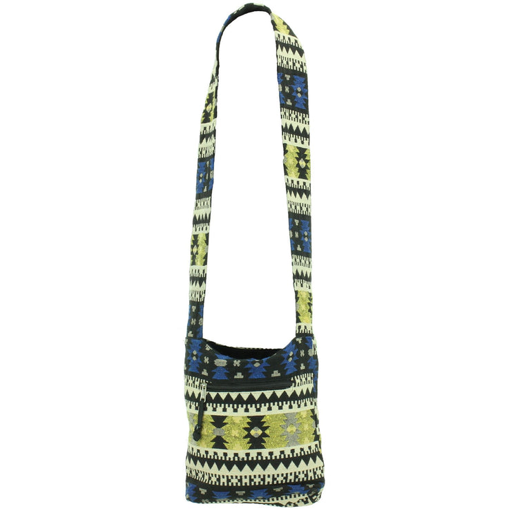 Cotton Canvas Sling Shoulder Bag - Aztec Blue Green