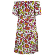 Shirred Comfy Dress - Fire Flower