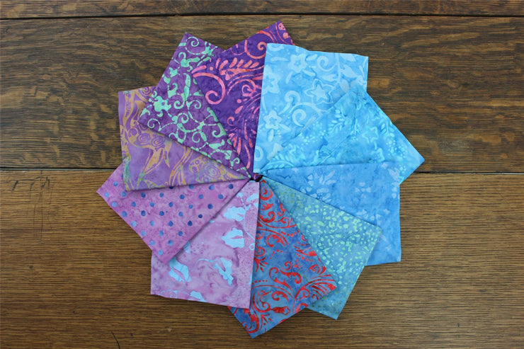 Fat Quarter - 10 Pieces of 19" x 20" Cotton Batik