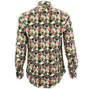 Tailored Fit Long Sleeve Shirt - Green Pink & Yellow Palms & Parrots