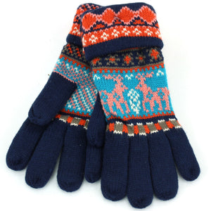 Afgang aztec rensdyr handsker - marineblå