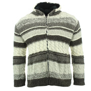 Chunky Wool Multi Knit Hoodie - Natural