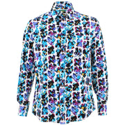Tailored Fit Long Sleeve Shirt - Abstract Floral Windows Blue
