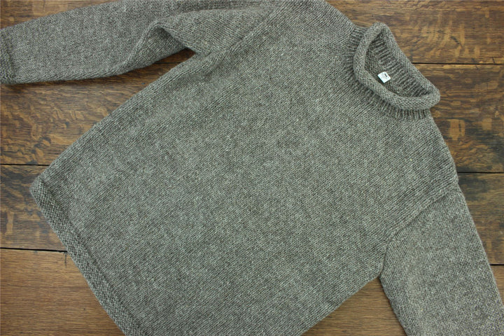 Hand Knitted Wool Jumper - Plain Oatmeal