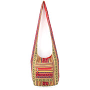 Diamond Pattern Canvas Sling Shoulder Bag - Red Blue