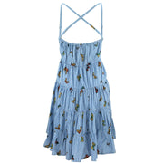 Tier Drop Summer Dress - Blue Butterfly