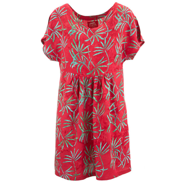 Lolo Short Shift Dress - Red Tropical Leaf