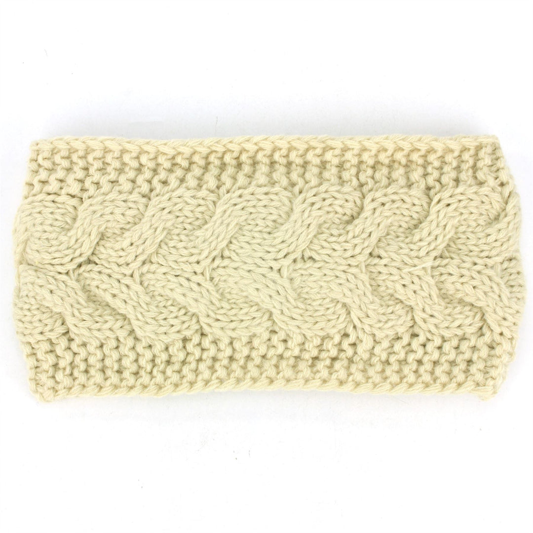 Knitted Bowknot Ribbed Headband - Cream