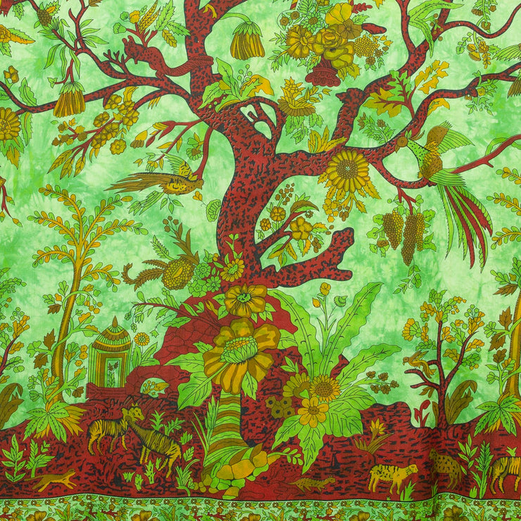 Block Printed Tree of Life Wall Hanging - Jungle Green