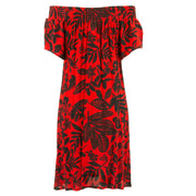 Shirred Comfy Dress - Red Hibiscus