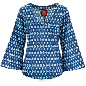 Wrap Top med Bell Sleeve - Tear Drop