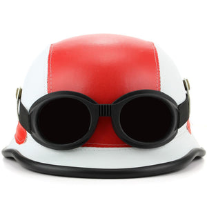 Casque de festival de nouveauté de combat avec lunettes - Rouge et blanc