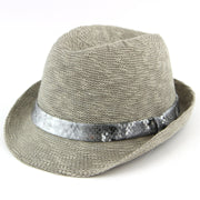 Lightweight trilby hat with faux leather snakeskin band - Light grey (57cm)