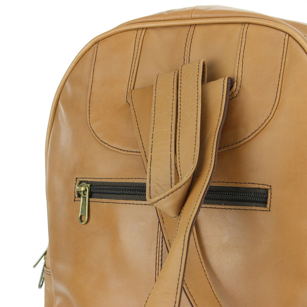 Real Leather Backpack Rucksack Bag - Tan