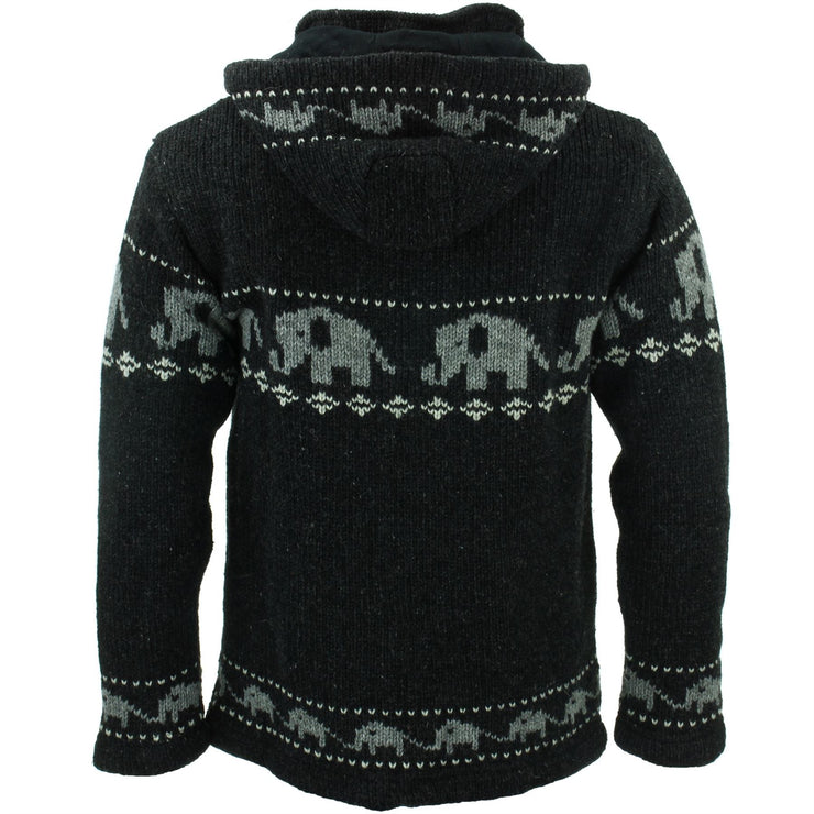 Chunky Wool Knit Animal Hoodie - Elephant