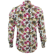 Tailored Fit Long Sleeve Shirt - Green & Yellow Abstract Floral