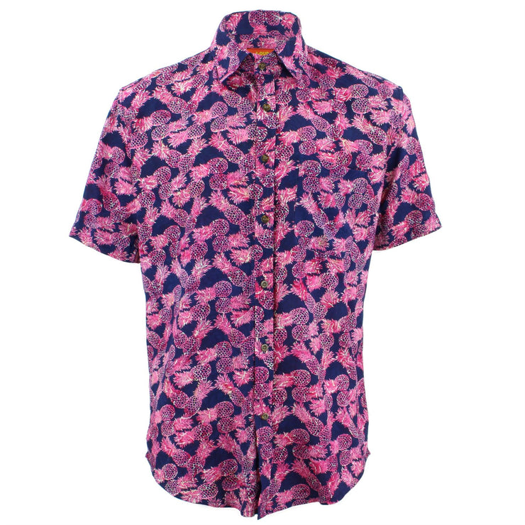 Tailored Fit Short Sleeve Shirt - Pink Pineapples
