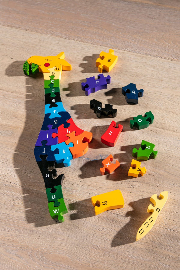 Handmade Wooden Jigsaw Puzzle - Alphabet Giraffe