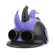 Saw Blade Mohawk Horned Novelty Festival Helmet with Goggles - Purple & Black