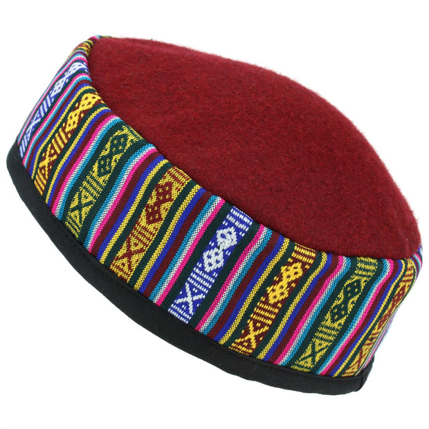 Nepalese Wool Smoking Hat - Red