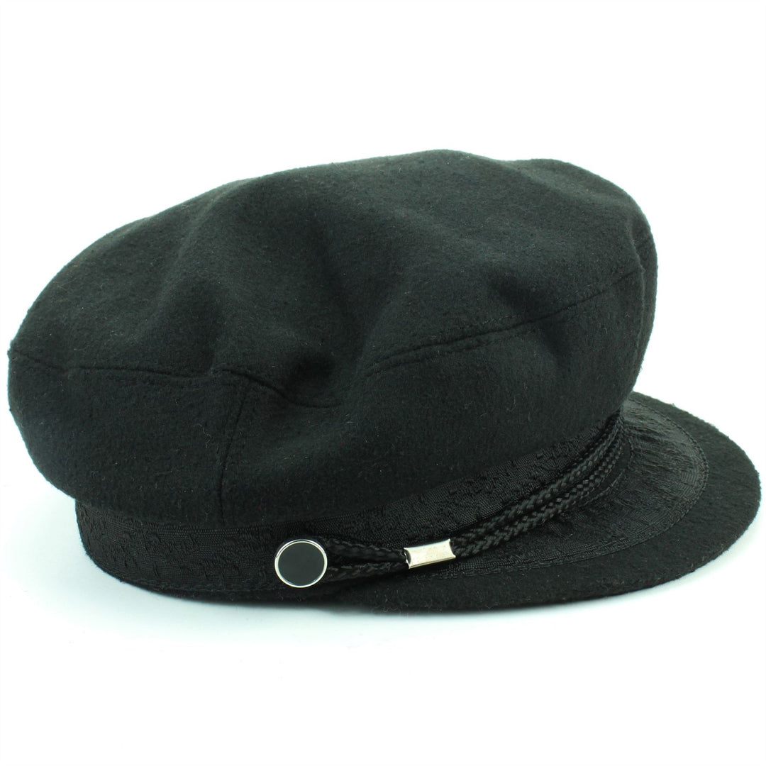Embroidered Captain's Breton Cap - Black