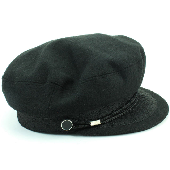 Embroidered Captain's Breton Cap - Black