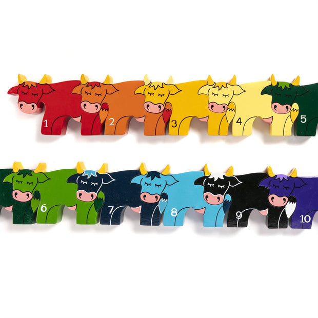Handmade Wooden Jigsaw Puzzle - Number Cows