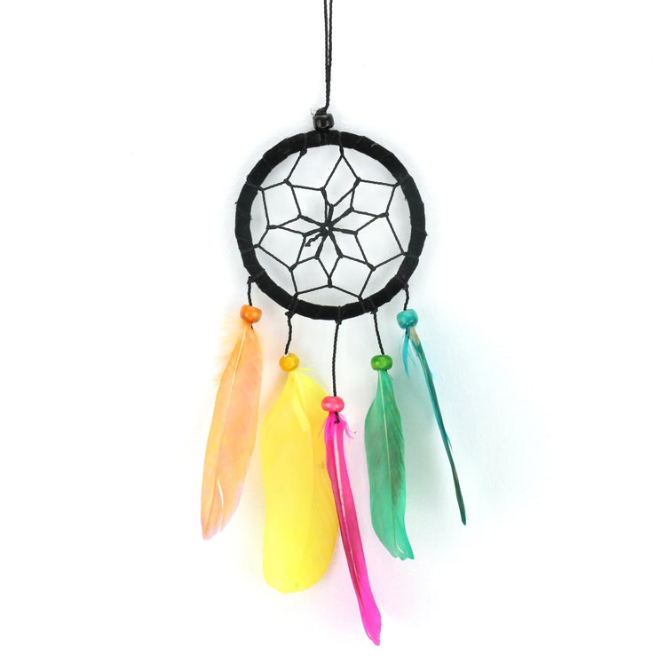 Dreamcatcher - Spiral 6cm Black Rainbow