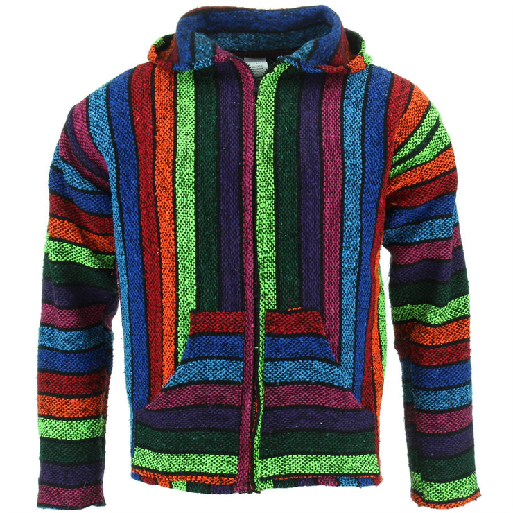 Mexican Baja Jerga Zip Hoody Jacket - Rainbow