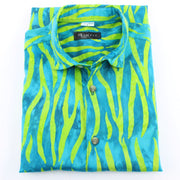 Slim Fit Short Sleeve Shirt - Turquoise & Green Abstract