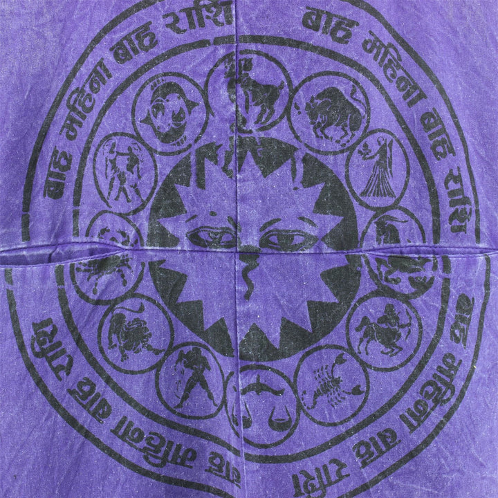 Screen Print Dungaree Dress - Purple