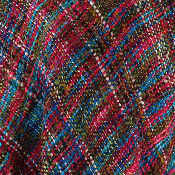 Stripe Crochet Poncho Long - Pink/Rainbow