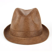 Vintage effect cracked leather trilby hat - Brown
