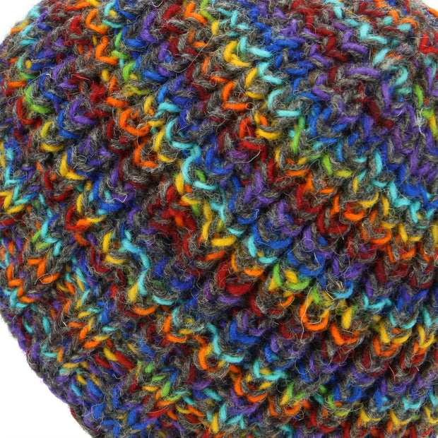 Wool Knit Beanie Hat - Rainbow