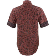 Regular Fit Short Sleeve Shirt - Dark Red Abstract