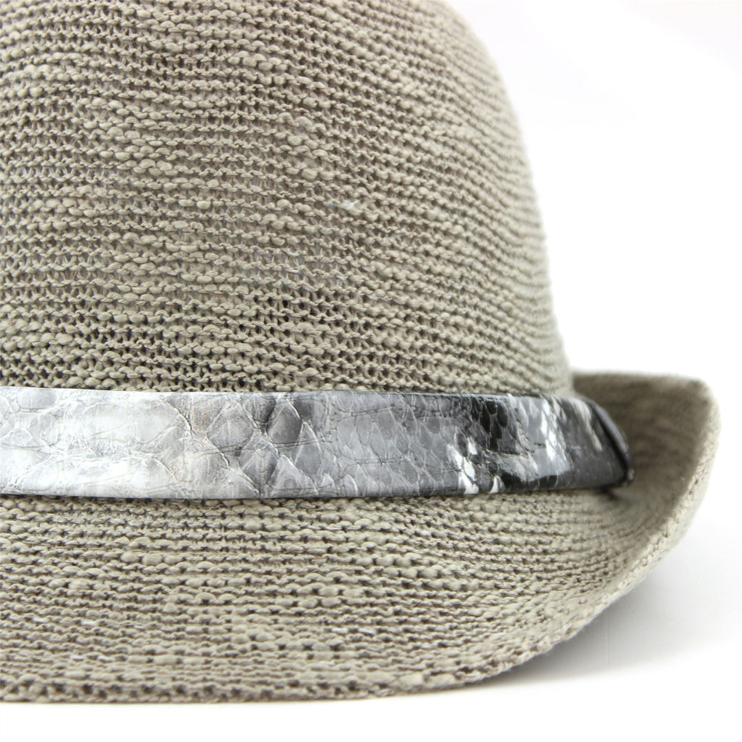 Lightweight trilby hat with faux leather snakeskin band - Light grey (57cm)
