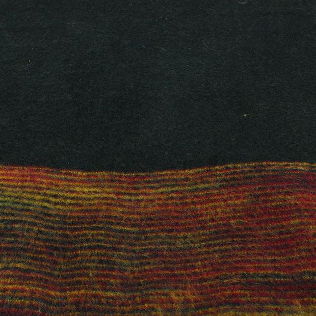 Tibetan Wool Blend Shawl Blanket - Black with Sunset Reverse